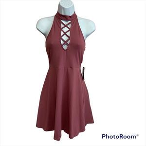 EXPRESS NWT mauve purple halter mini dress NEW
